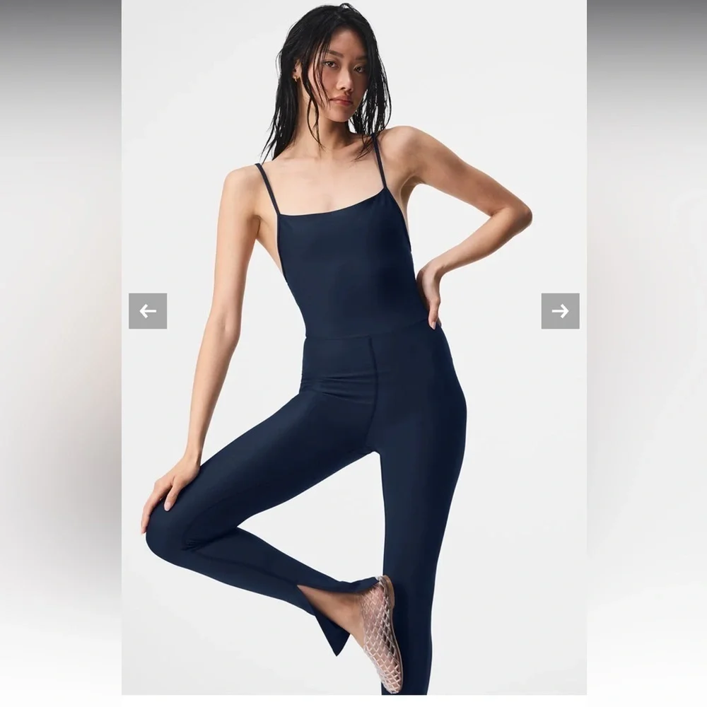 ALO Yoga Airlift Disco Daze Onesie Medium Color: Navy NWT